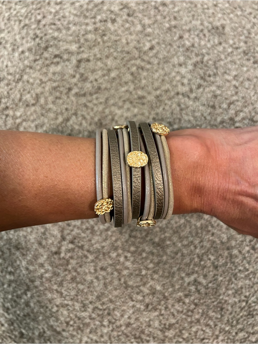 Gold Accent Taupe Wrap Bracelet - Women Jewelry - Picture 3 of 4